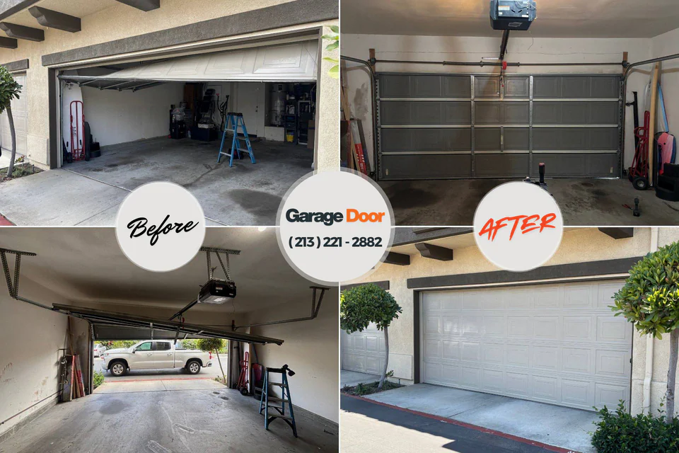 Before and after: garage door repair Plymouth, MN